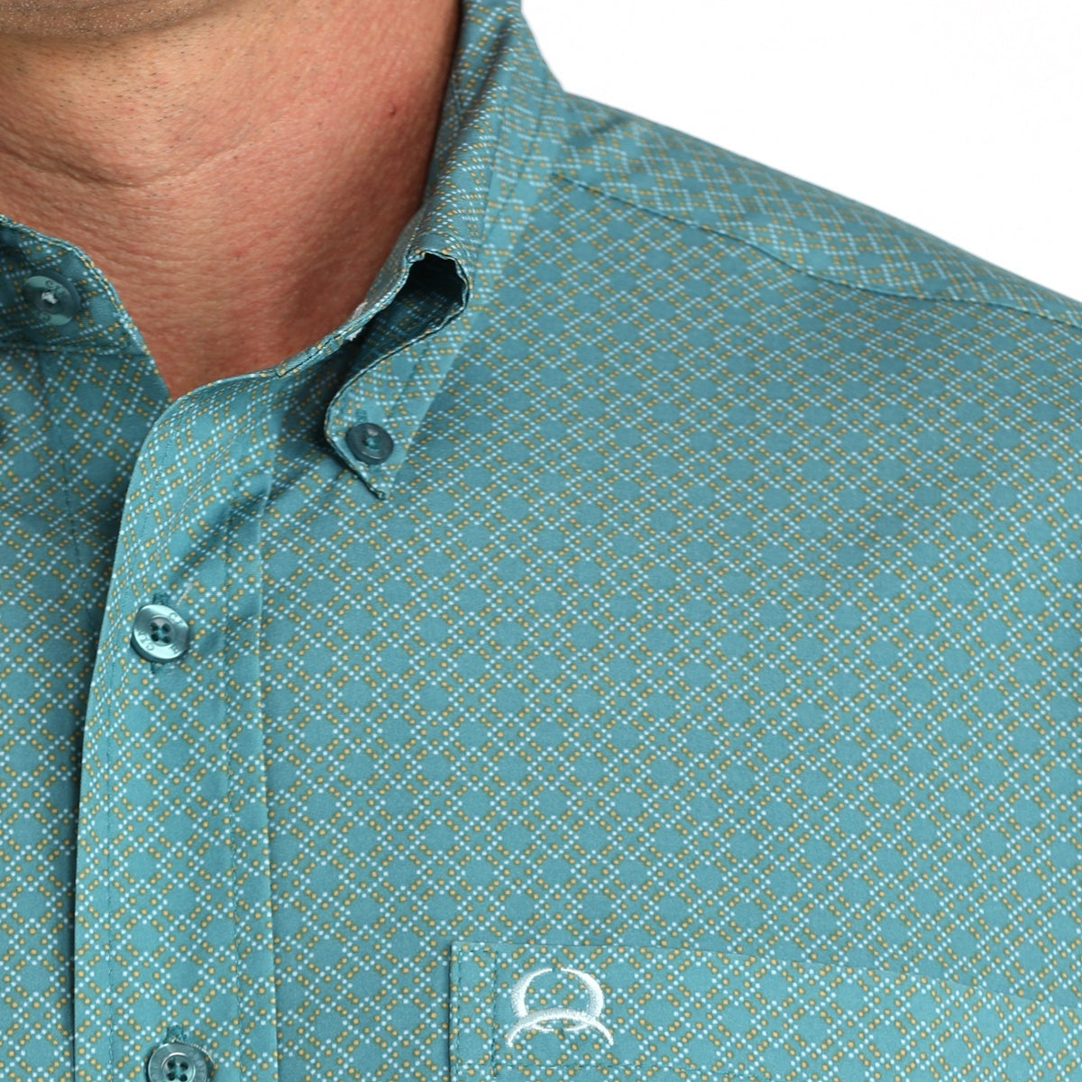 Cinch Men's S/S Arenaflex Print Western Button Down Shirt in Teal