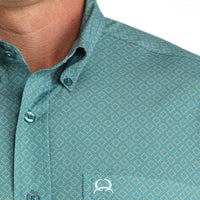 Cinch Men's S/S Arenaflex Print Western Button Down Shirt in Teal