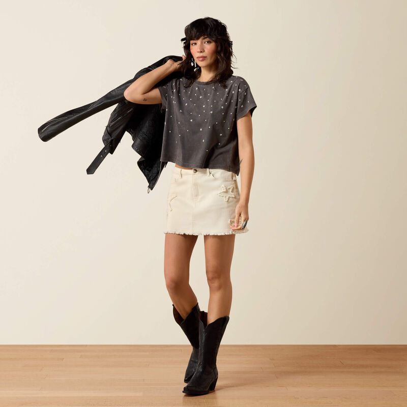 Ariat Women's Star Studded T-Shirt in Carbon Copy Grey