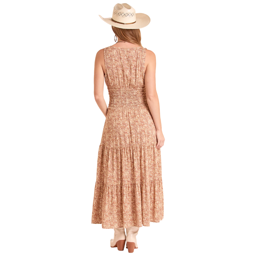 Panhandle Slim Women's Tooled Print Challis Dress in Tan