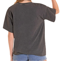 Women's Rock & Roll Denim Longhorn Skull Rodeo Graphic Tee in Charcoal