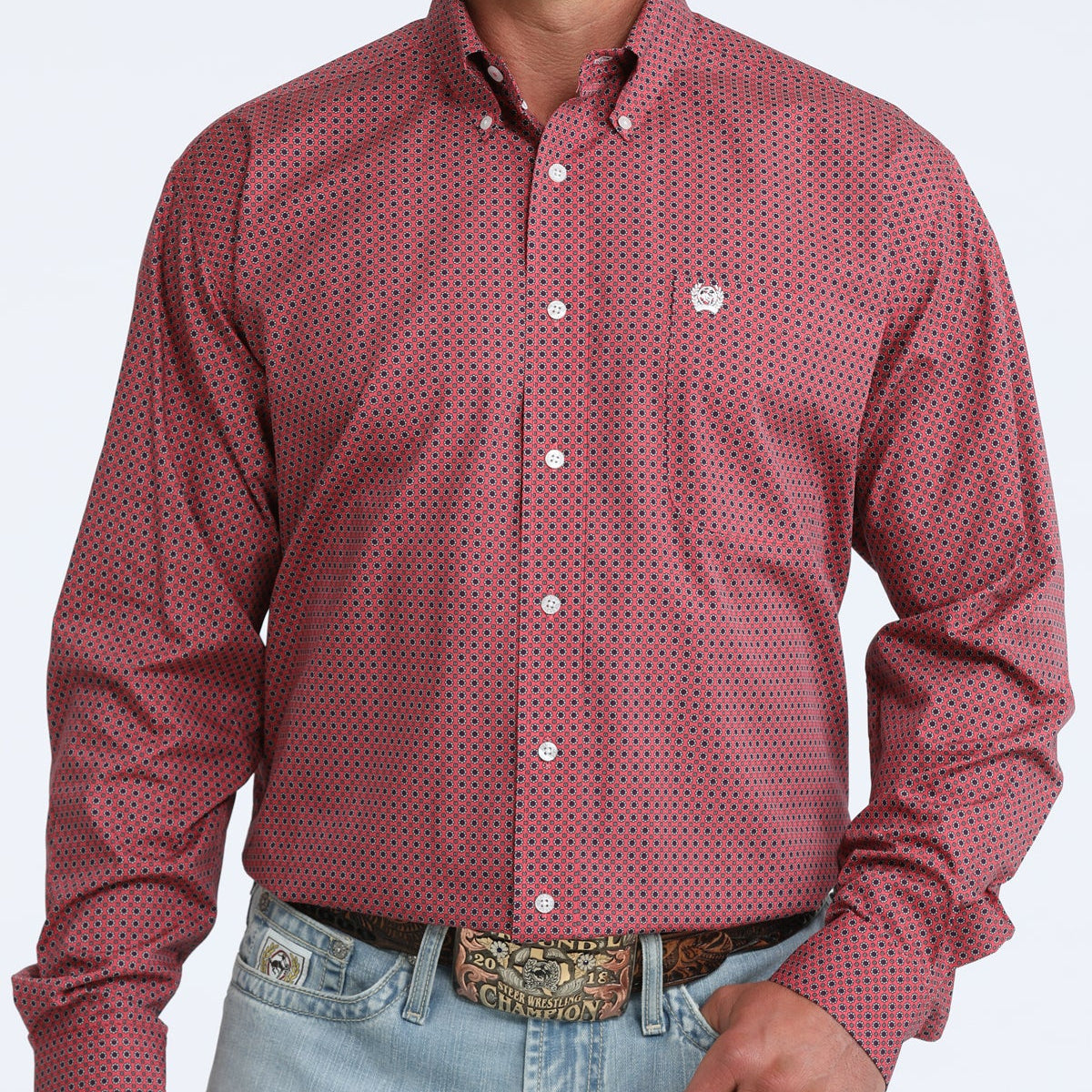Cinch Men's L/S Classic Fit Button Down Western Shirt in Pink