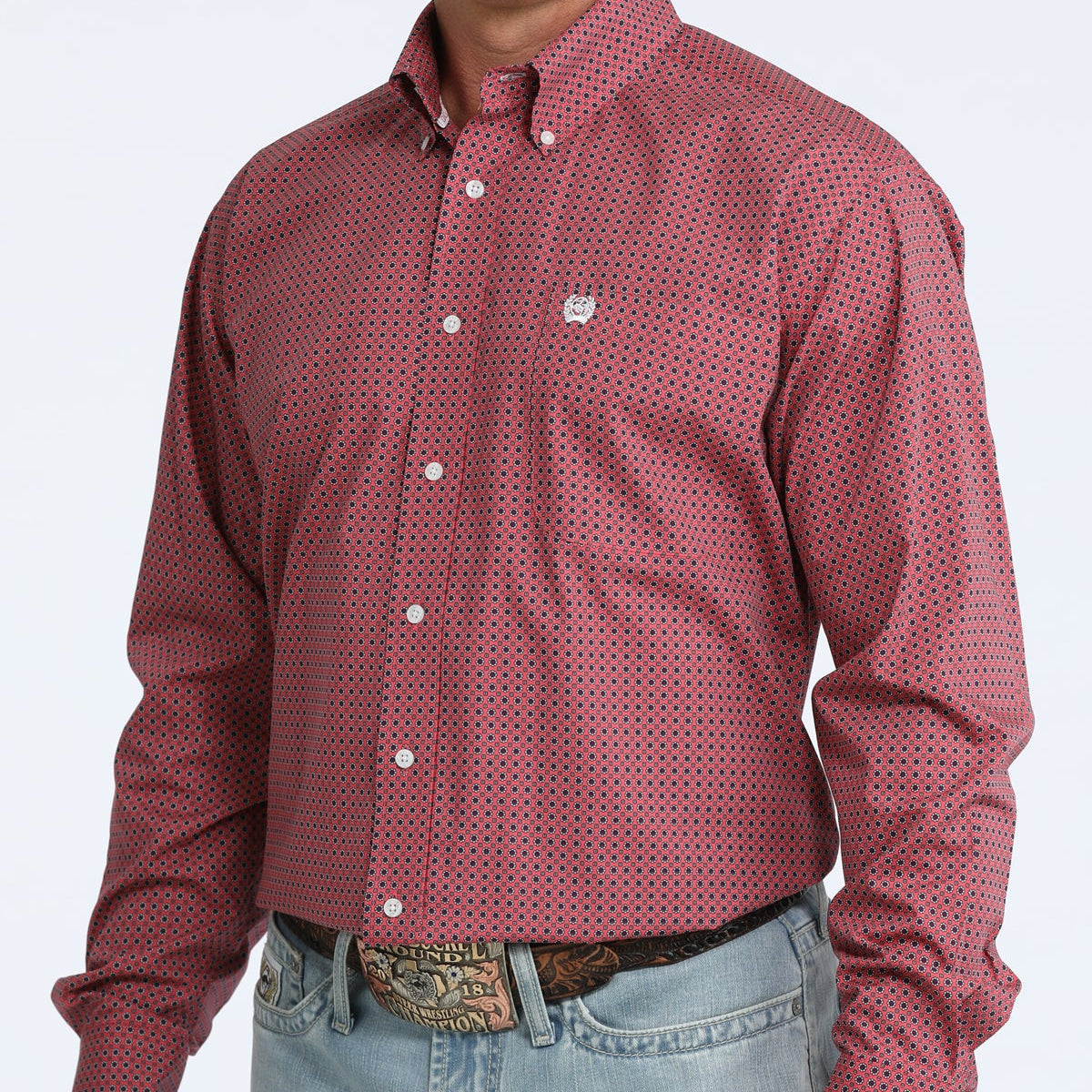 Cinch Men's L/S Classic Fit Button Down Western Shirt in Pink