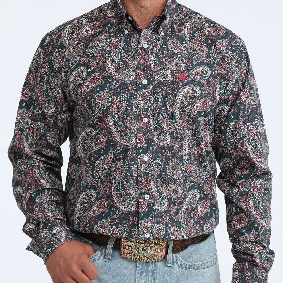 Cinch Men's L/S Classic Fit Button Down Western Shirt in Teal