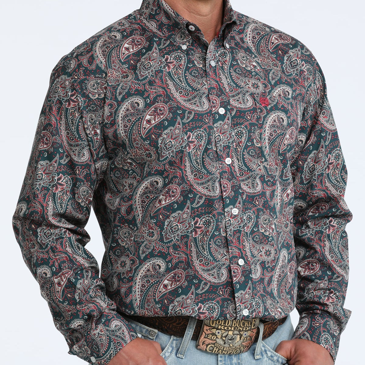 Cinch Men's L/S Classic Fit Button Down Western Shirt in Teal
