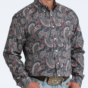 Cinch Men's L/S Classic Fit Button Down Western Shirt in Teal