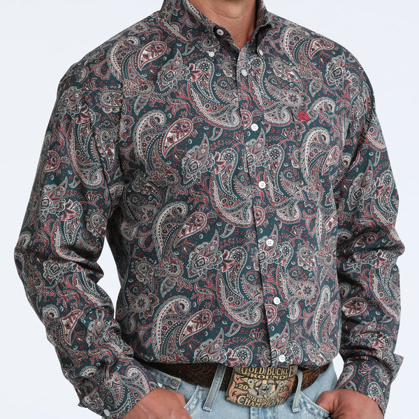 Cinch Men's L/S Classic Fit Button Down Western Shirt in Teal