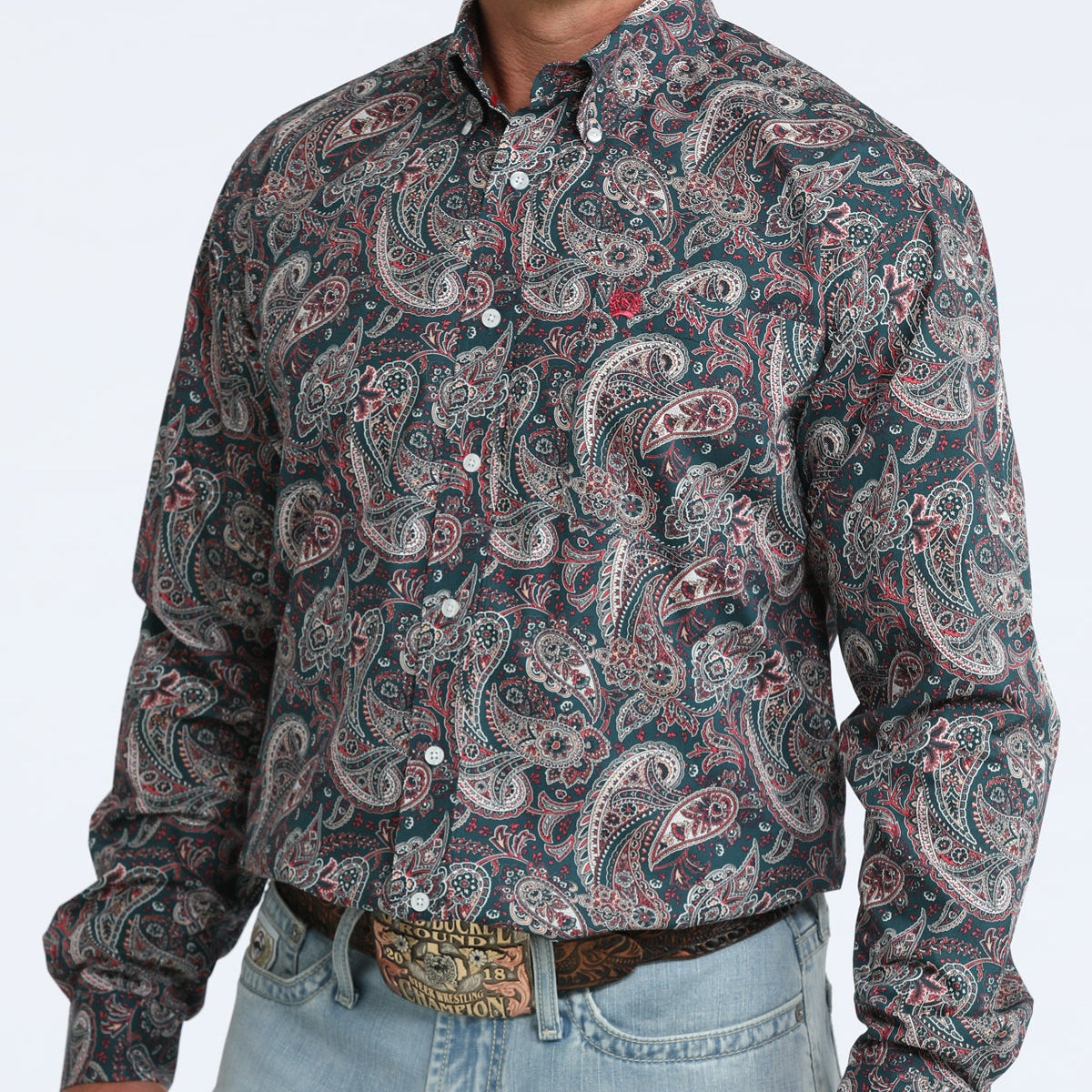 Cinch Men's L/S Classic Fit Button Down Western Shirt in Teal