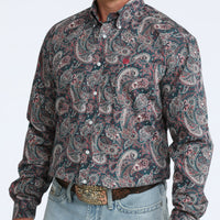 Cinch Men's L/S Classic Fit Button Down Western Shirt in Teal