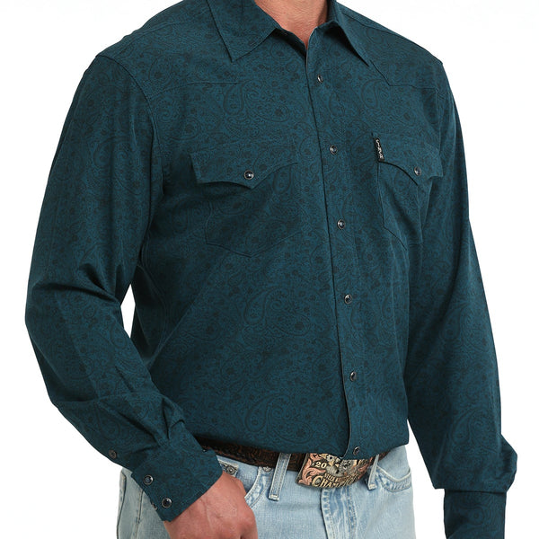 Cinch Men's L/S Modern Fit Western Button Down Shirt in Teal