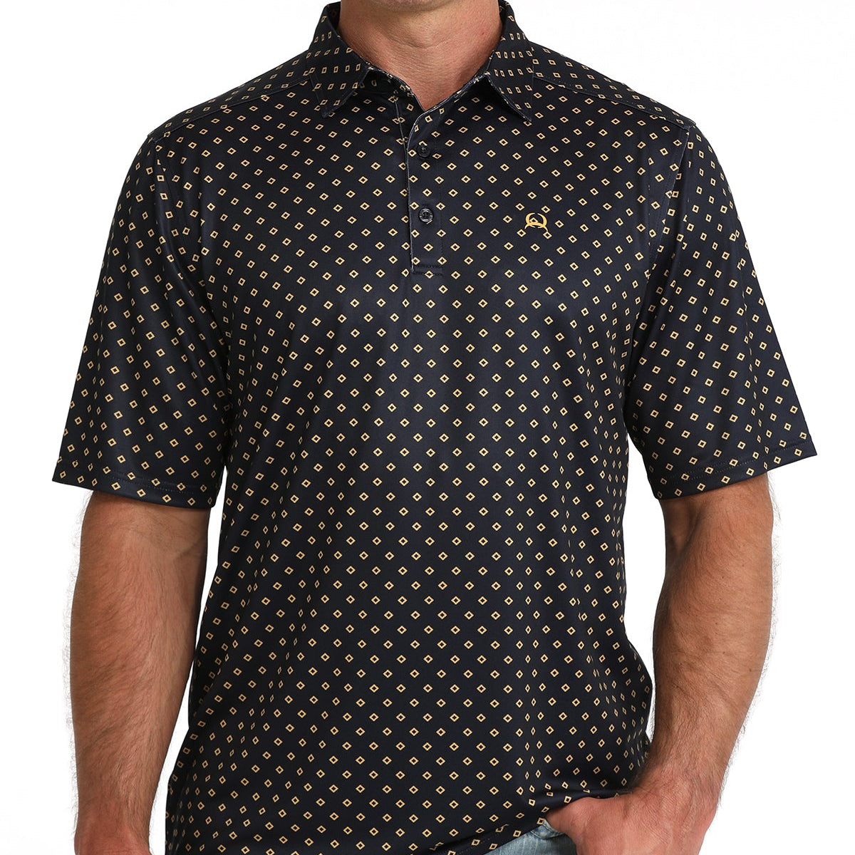 Cinch Men's S/S Arenaflex Western Print Polo in Navy