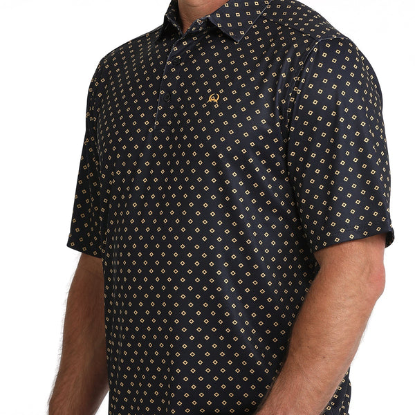 Cinch Men's S/S Arenaflex Western Print Polo in Navy