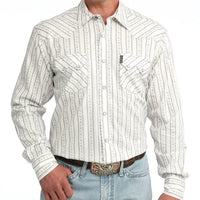 Cinch Men's L/S Modern Fit Stripe Western Button Down Shirt in White