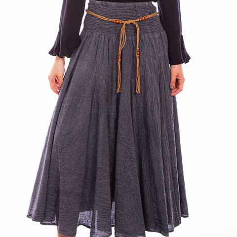 Scully Women's Acid Wash Full Length Skirt in Charcoal
