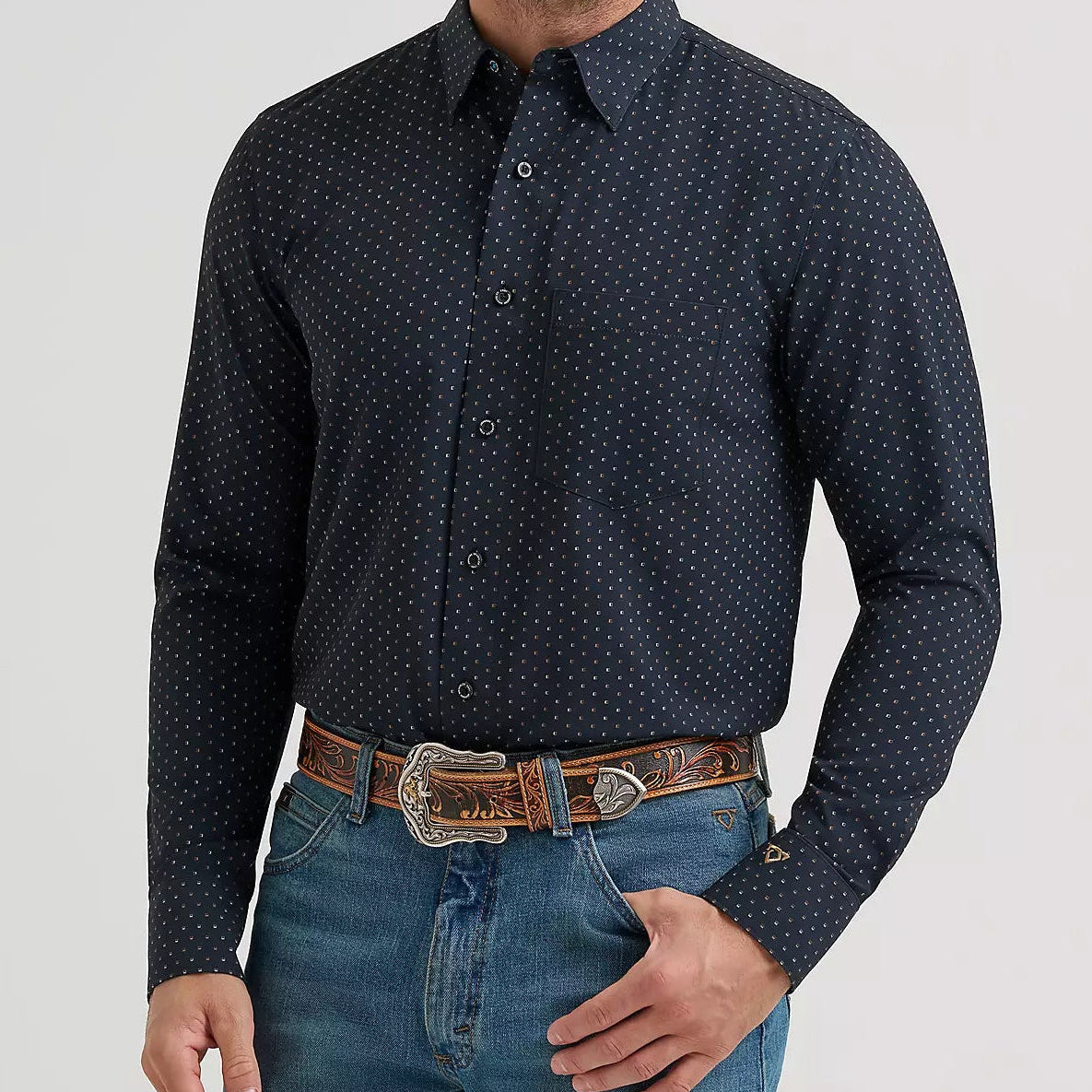 Wrangler Men's L/S Cody Johnson Performance Button Down Shirt in D Spots