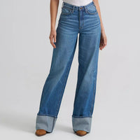 Wrangler Retro Women's Bailey High Rise Wide Leg Cuffed Jean in Melina