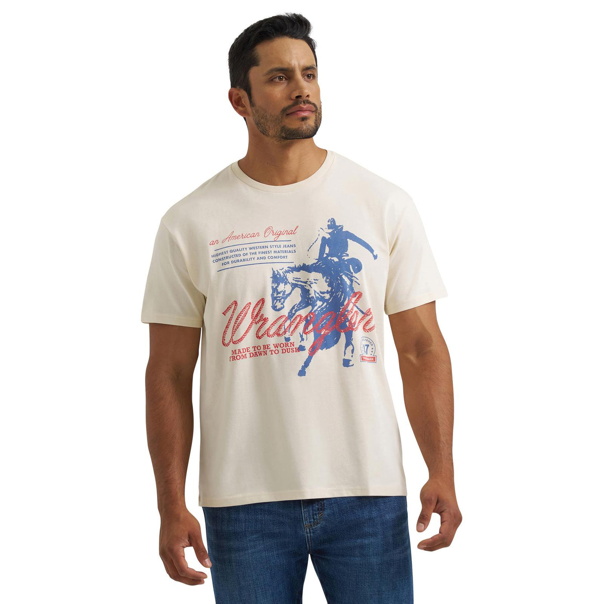 Wrangler Men's American Cowboy Graphic T-Shirt in Antique White