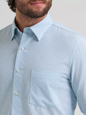 Wrangler Men's L/S Cody Johnson Performance Button Down Shirt in Aqua Hexagon