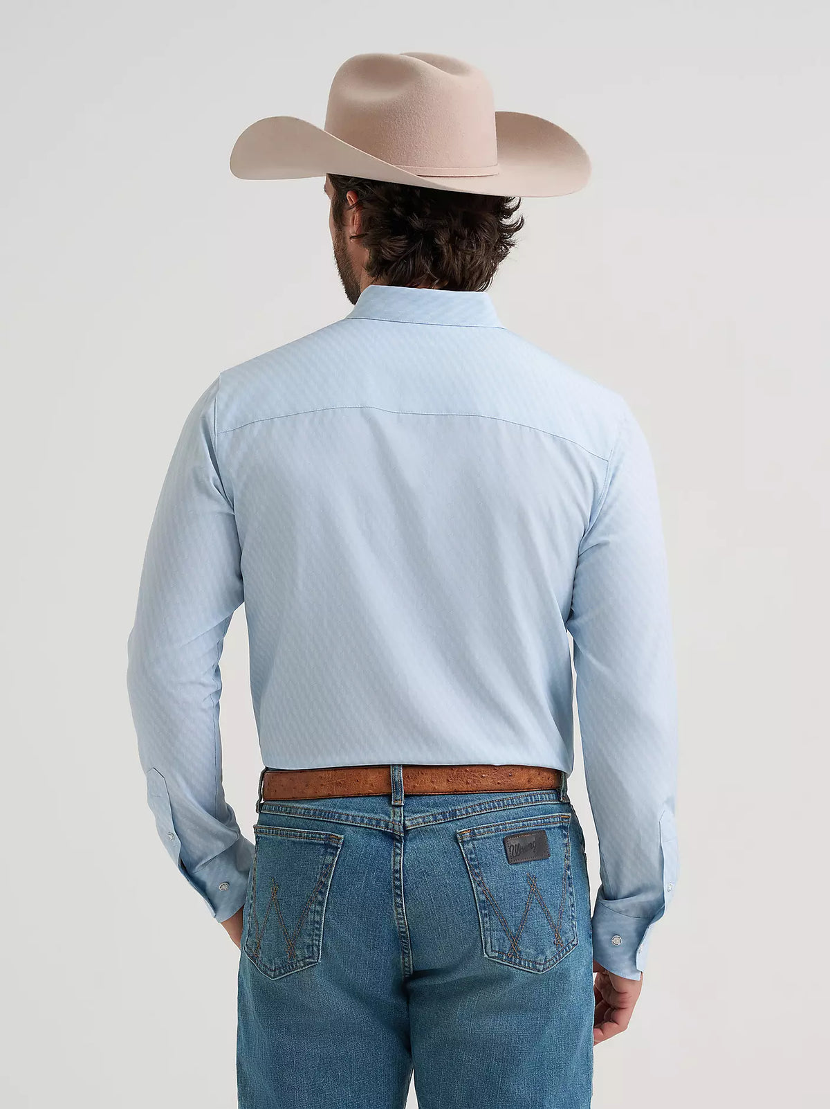 Wrangler Men's L/S Cody Johnson Performance Button Down Shirt in Aqua Hexagon Large Tall