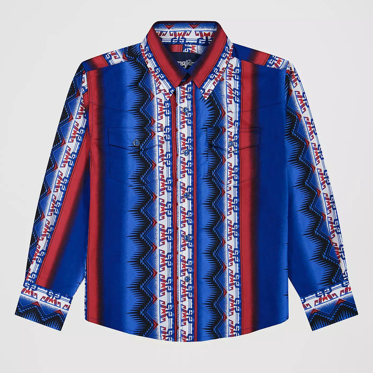 Wrangler Boy's Checotah L/S Western Snap Shirt in Old Glory