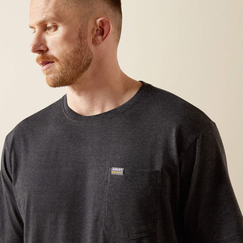 Ariat Men's Rebar S/S Cotton Strong Standard Pocket Tee in Charcoal Heather