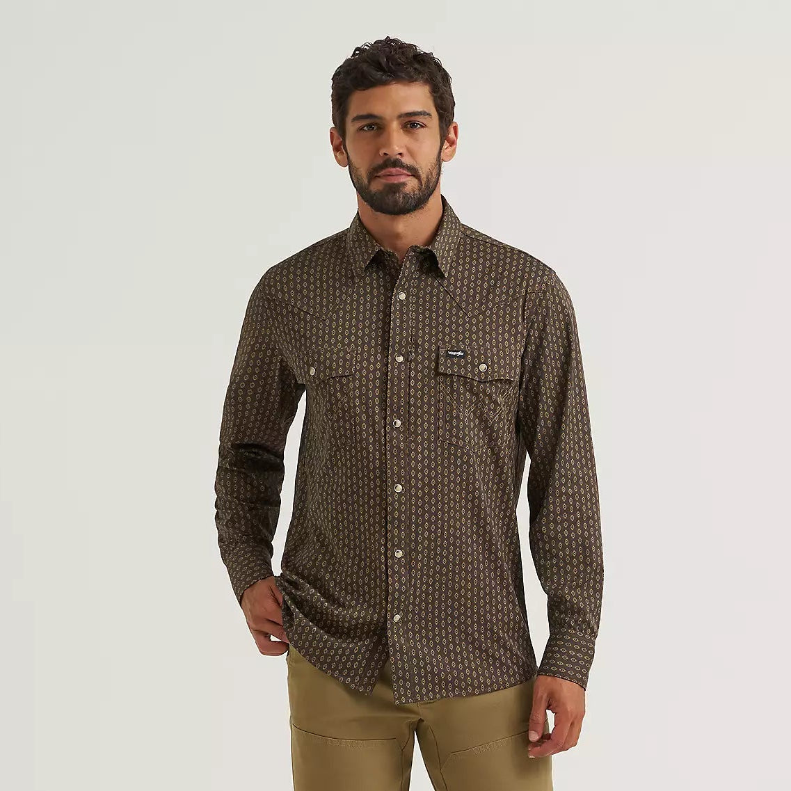 Wrangler ATG Men's L/S Technical Shirt in Turkish Coffee