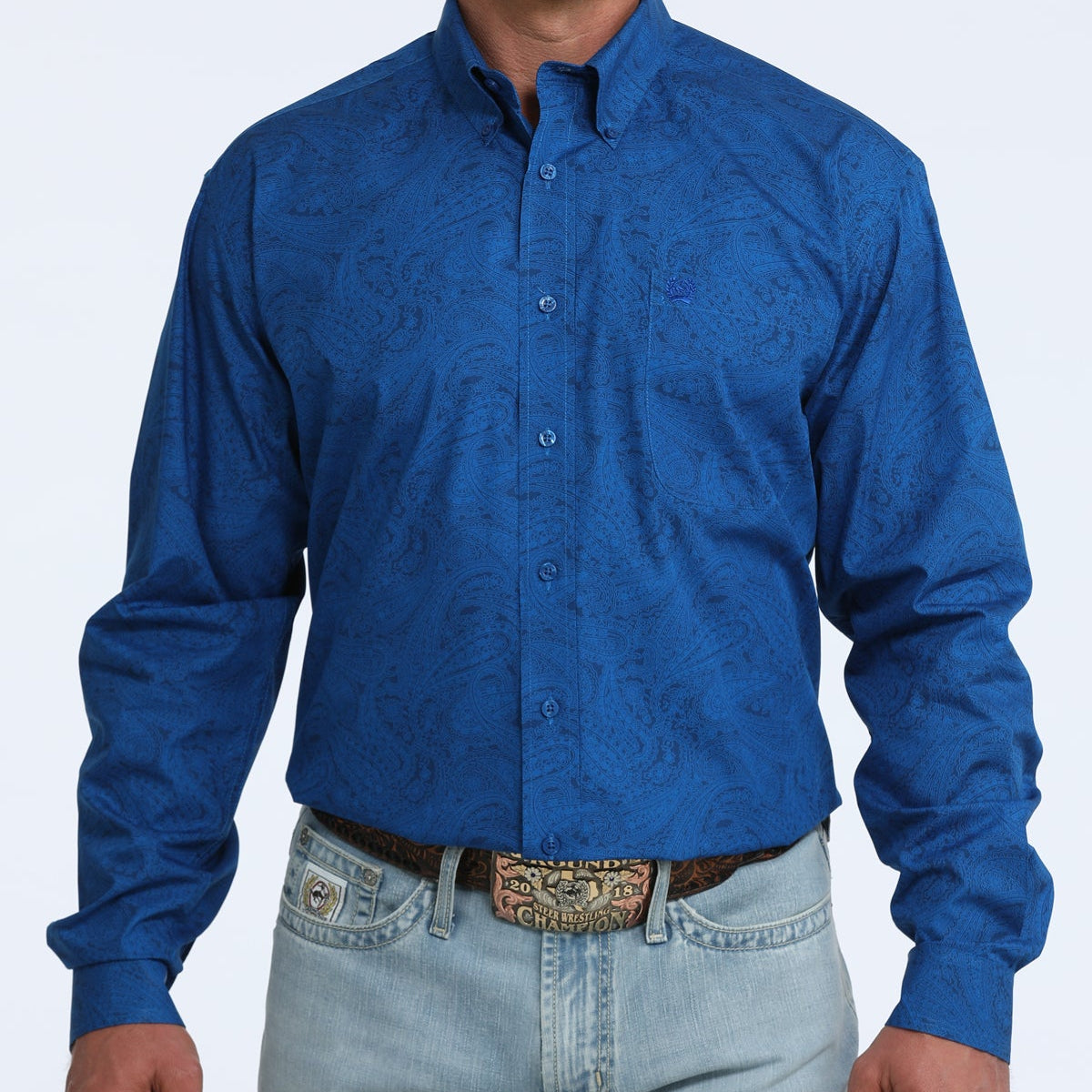 Cinch Men's L/S Classic Fit Paisley Button Down Western Shirt in Royal Blue Paisley