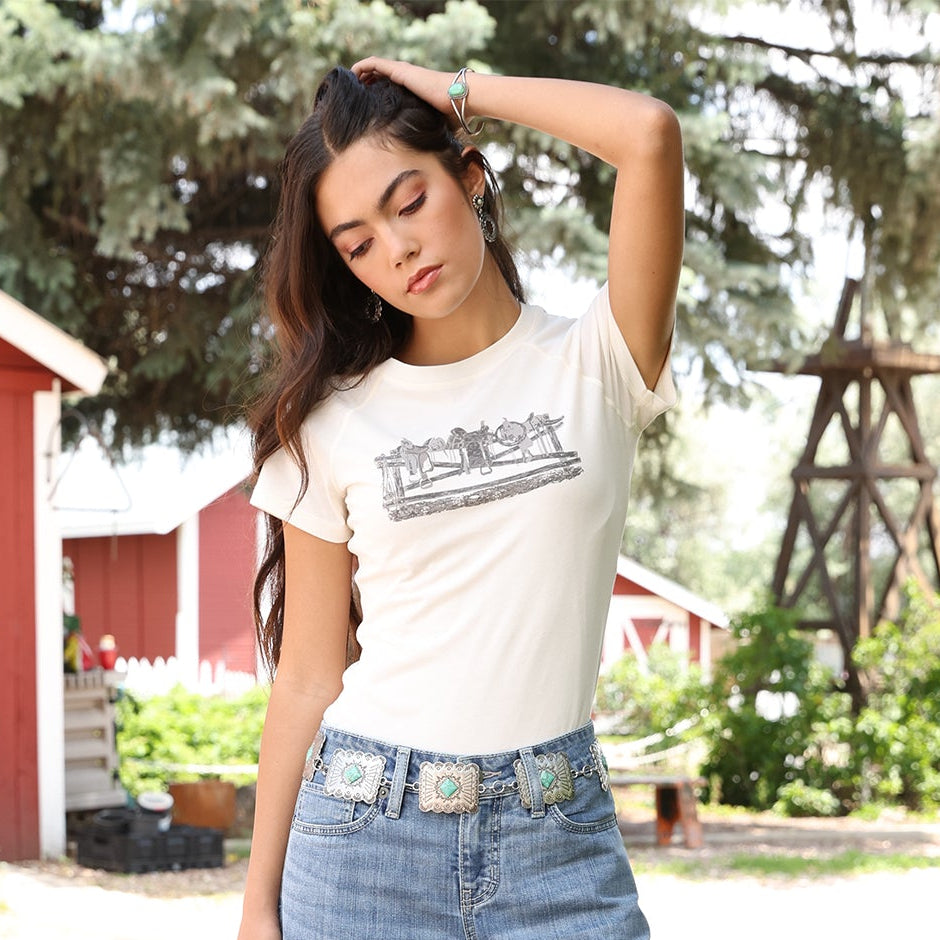 Cruel Women's Saddle Graphic T-Shirt in Cream