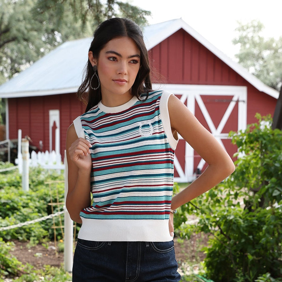Women's Striped Sweater Tank in Multi