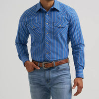 Wrangler Men's 20X L/S Competition Advanced Comfort Western Snap Shirt in Riverstone Stripe (Available in Tall Sizes)