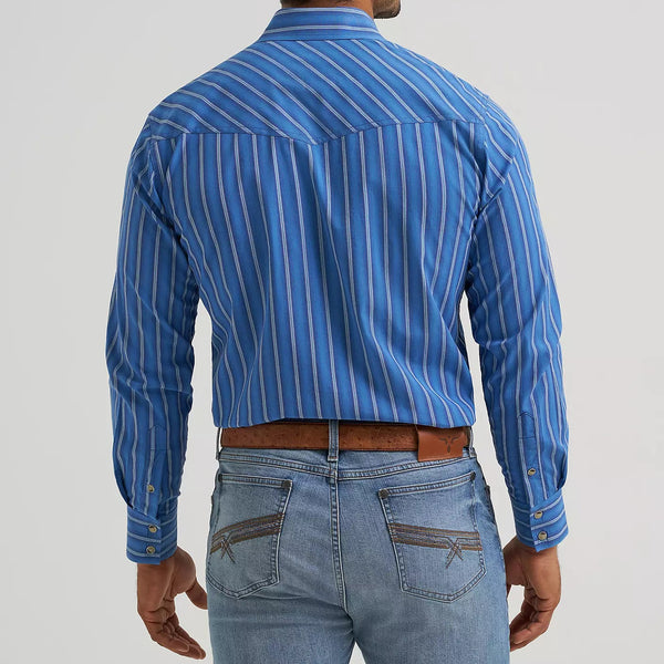 Wrangler Men's 20X L/S Competition Advanced Comfort Western Snap Shirt in Riverstone Stripe (Available in Tall Sizes)