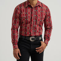 Wrangler Men's Checotah L/S Western Snap Shirt in Red (Available in Tall Sizes)
