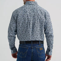 Wrangler Men's L/S George Strait One Pocket Button Down Shirt in Steely Paisley
