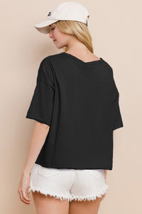 Women's Knit Cut Out Top in Black (Available in Regular and Plus Sizes)