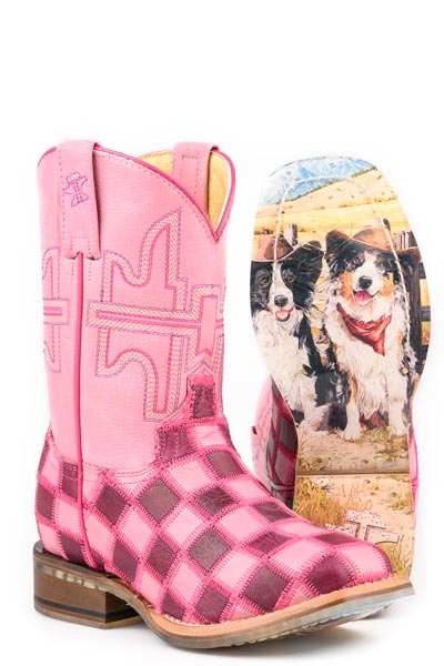 Tin Haul Girl's Lil' Squares Western Boot with Best Friend Sole