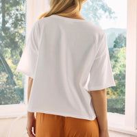 Women's Plus Size Knit Cut Out Top in White