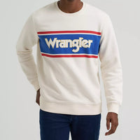 Wrangler Men's Legacy Logo Crew Sweatshirt in Antique White