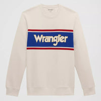 Wrangler Men's Legacy Logo Crew Sweatshirt in Antique White