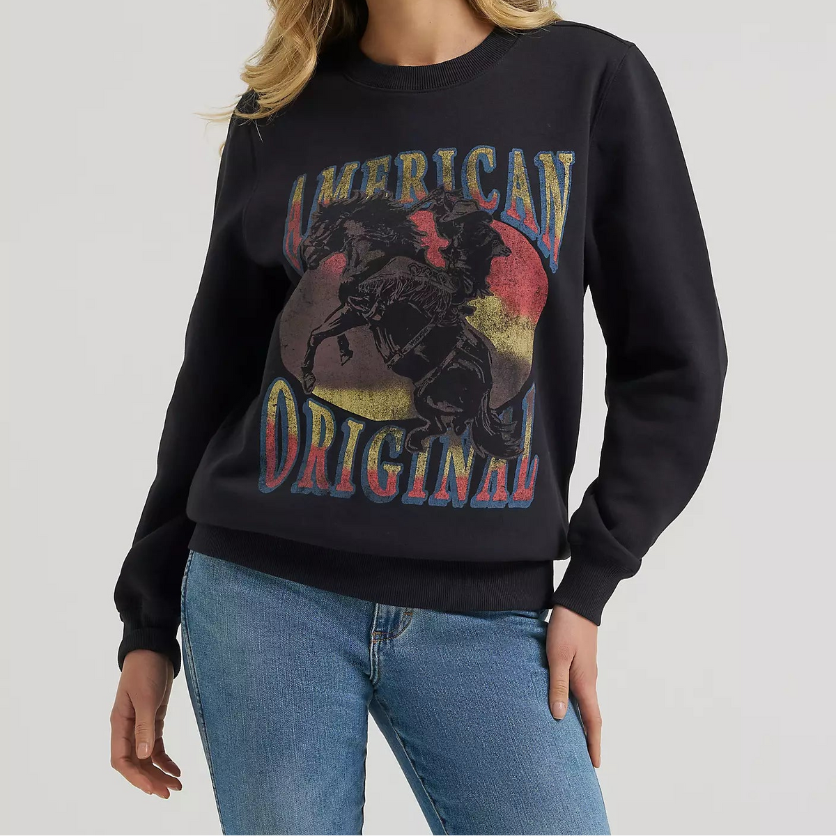 Wrangler Retro® Women's American Original Crew Sweatshirt in Black