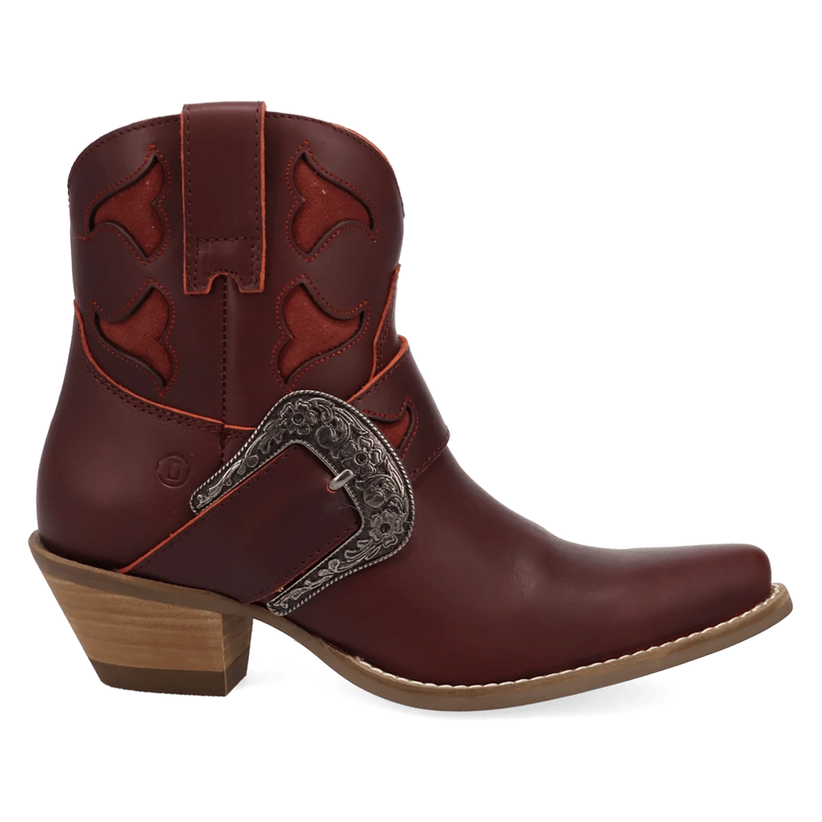 Dingo Women's Saddle Up Leather Bootie in Burgundy