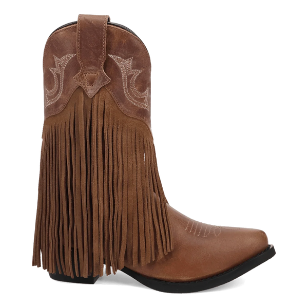 Dan Post Girl's Happy Trails Leather Fringe Boot in Tan