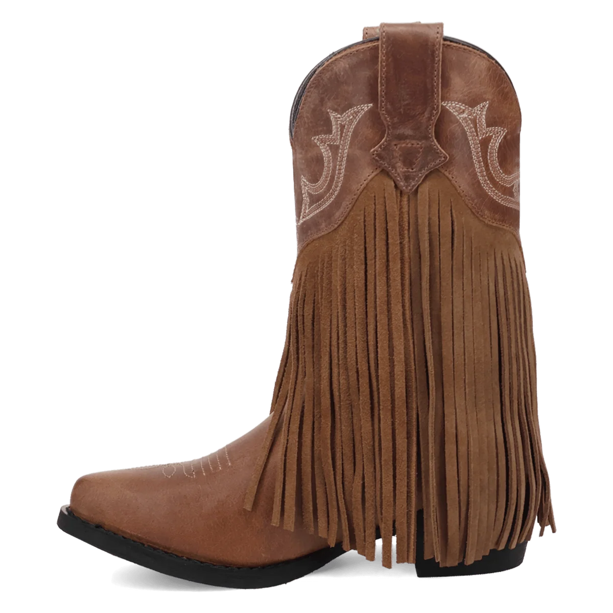 Dan Post Girl's Happy Trails Leather Fringe Boot in Tan