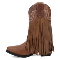 Dan Post Girl's Happy Trails Leather Fringe Boot in Tan