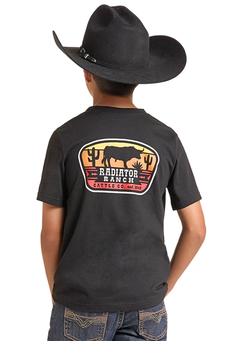 Rock & Roll Denim Youth Dale Brisby Cattle Graphic T-Shirt in Black