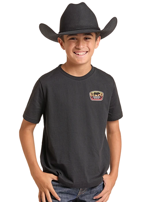 Rock & Roll Denim Youth Dale Brisby Cattle Graphic T-Shirt in Black