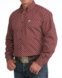 Cinch Men's L/S Classic Fit Button Down Western Shirt in Burgundy