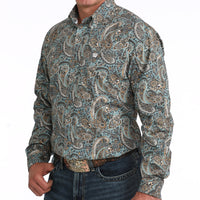 Cinch Men's L/S Classic Fit Paisley Button Down Western Shirt in Blue
