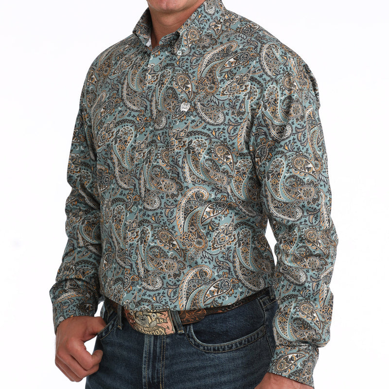 Cinch Men's L/S Classic Fit Paisley Button Down Western Shirt in Blue