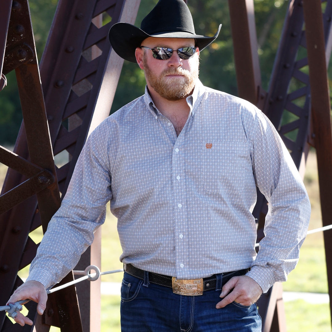 Cinch Men's L/S Classic Fit Button Down Western Shirt in White