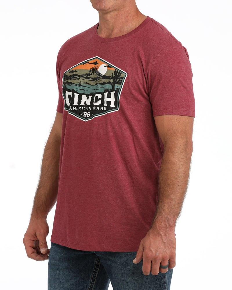 Cinch Men's Desert Logo Graphic T-Shirt in Burgundy